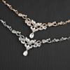 GemChic Women's New Exquisite Crystal Rhinestone Drops Leaf Sparkling Collarbone Necklace Earrings Two Piece Set Birthday Christmas Jewelry Gift