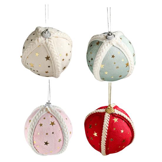 Starry Knit Christmas Ornaments Decorative Foam Balls DIY Craft Festive Tree Decor with Hanging Loop