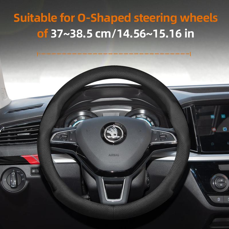 KTDJ9 Suitable for Skoda Ultra-Thin Breathable Leather Steering Wheel Cover Suitable for Octavia 2 3 A7 1 Superb Roomster A5