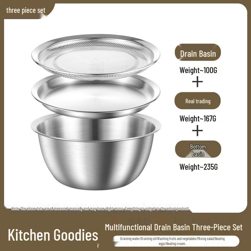 ShengJia Stainless Steel Multi-function Draining & Washing Basin Set