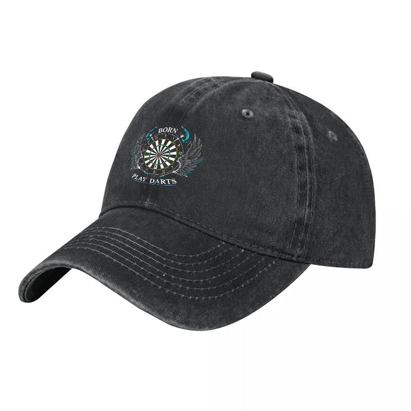 Darts Play Washed Cotton Baseball Cap Unisex Adjustable Hat with Embroidered Logo for Outdoor Sports Casual Wear