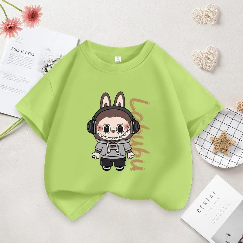 Kreslená grafika Dětská Dámská LABUBU Potištěné Tričko Léto Dámská Móda Dívčí Tričko s Krátkým Rukávem Top Pulovr Oblečení