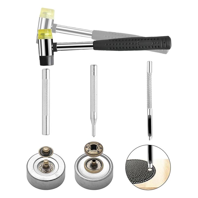 A25F-Metal Snap Buttons(120 Sets), 15Mm Leather Snap Fastener Kit With 5 Piece Fixing Tools- Craft Snaps In 6 Colors