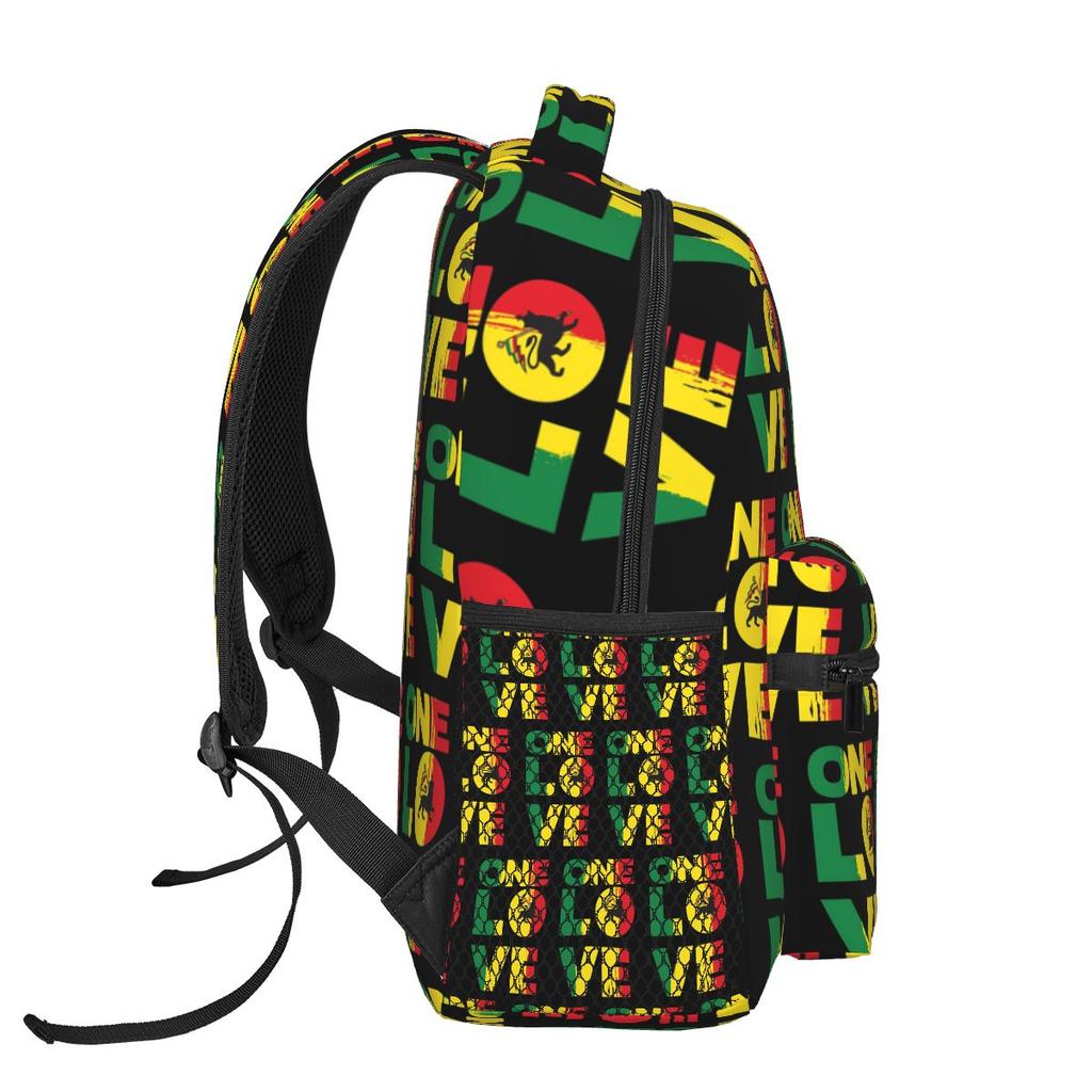 One Love Jamaica Rastafari Rasta Judah Löwe Flagge Reggae Rucksack Schüler Jungen Mädchen BuchTasche Schultasche Computer Umhängetaschen