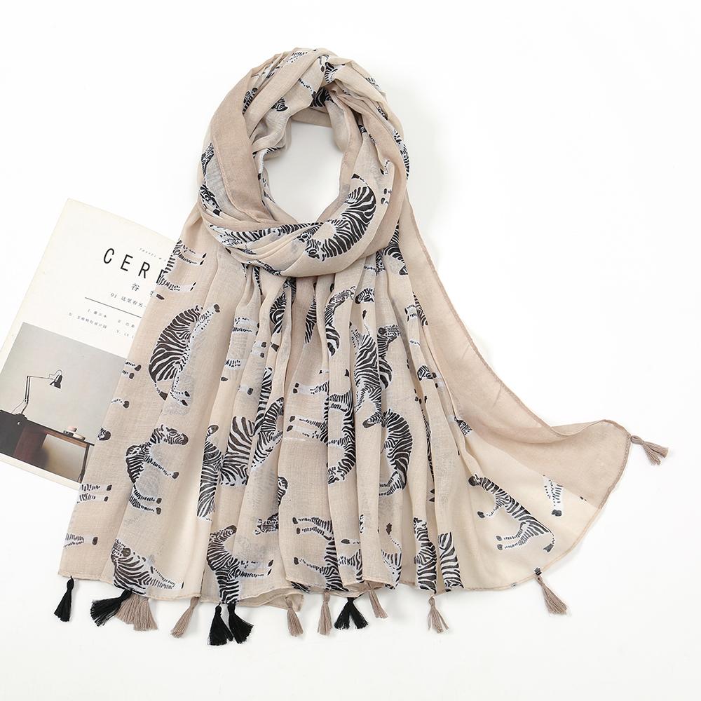 Fashion Printed Leopard Scarf Female Spring Muslim Women Hijab Scarves Tassel Large Size Headband Handkerchief Women'S Bandana