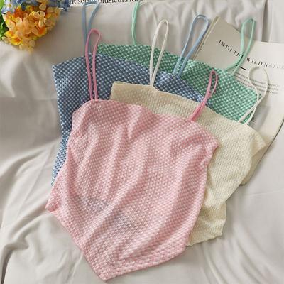 Sommer Karomuster Kurzes Crop Top mit freiem Bauchnabel Damen Neuer Stil Süße Weste Innen