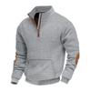 Fashionable Men's Casual Sweatshirt with Jacquard Small Check Embroidered Patchwork Stand Collar Loose-Fit Top