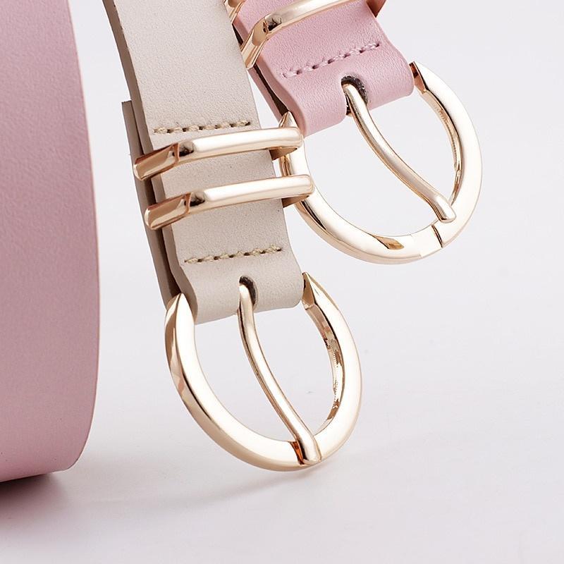 Women's Wide Trouser Belt Leather Belts Metal Buckle Waistband