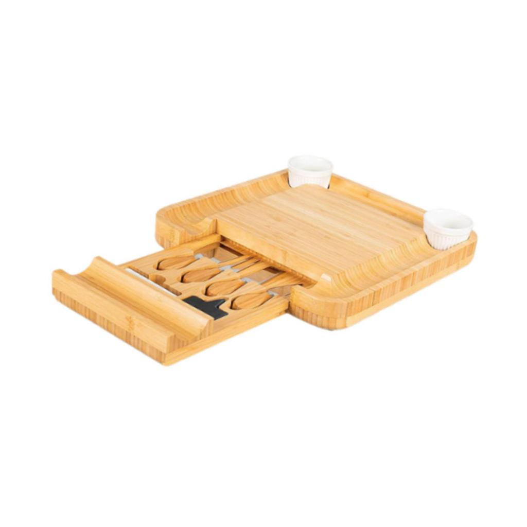 Serving Cheese Tray Bamboo Board for Housewarming Celebration Wedding with round plate