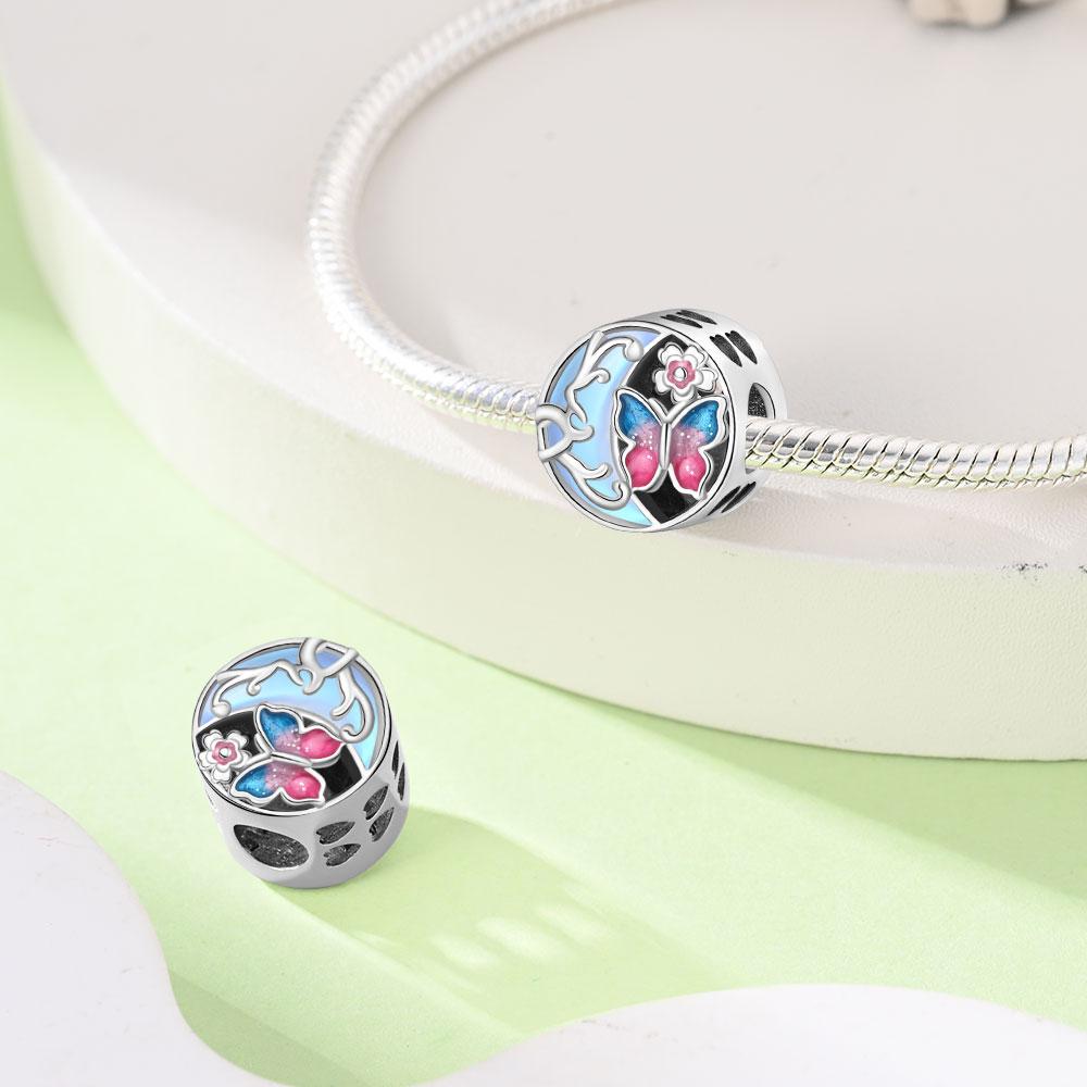 Charms Original Copper Butterfly Moonlight Pearl Plant Beads Fit Bracelet Diy Fine Gift Women Delicate Jewelry Acce