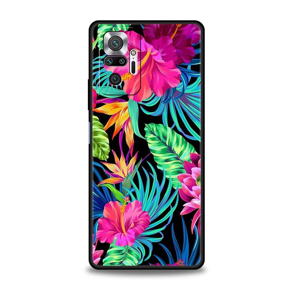 Vintage Banana Leaf Flower Phone Case For Xiaomi Redmi Note 13 12 5G 11 10 Pro Plus 4G 9S 9 8 7 9T 13C 10C 9C 9A Silicone Cover