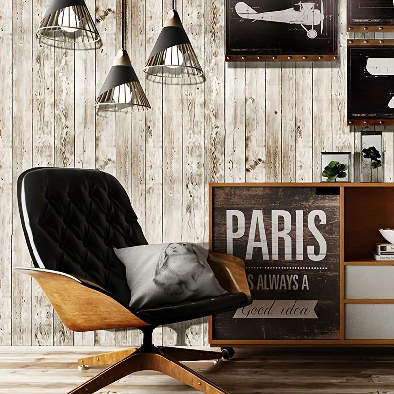 1roll Retro Nostalgia 3D Vertical Stripes Simulation Wood Grain Wood Panel PVC Wall Stickers, Wall Decoration Kitchen Living Room Wallpaper Stickers