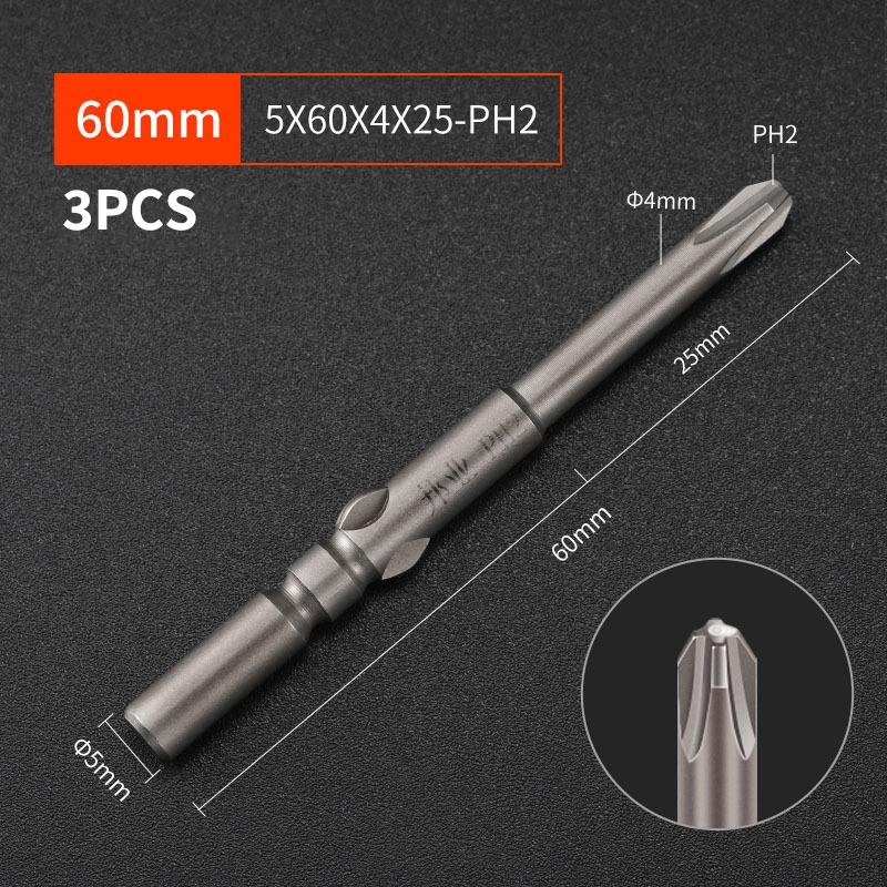 §Length 60mm Screwdriver Bit Multiple Sizes S2 Material Electric Screwdriver Bit No Slipping High Hardness Electric Bit