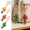 Keychain Sparkling Rhinestones Inlaid Cactus Design Keychain Pendant Enamel Oil Drip Process Smooth Edges Spring Buckle Key Holder Backpacks Accessory
