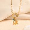 18K Gold Ocean-Style Detachable Pendant Necklace: Turtle, Anchor & Fishbone Design