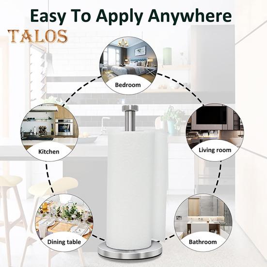 Porta Rotolo di Carta da Cucina da Banco con Base Ponderata Antiscivolo Resistente alla Ruggine e alla Corrosione Acciaio Inossidabile Porta Rotolo di Carta da Cucina