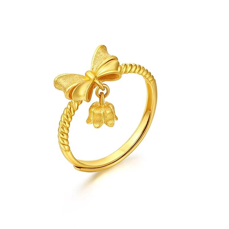 

2022 Lily of the Valley Twisted Bow Floral Women s Ring Adjustable Open Size