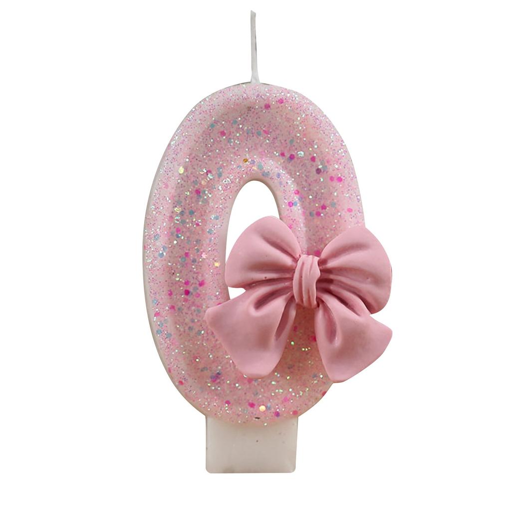 3D Number Cake Decorating Candle Pink Glitter Birthday Candles Digital Candle Cake Topper Birthday Party Anniversary Cake Decor