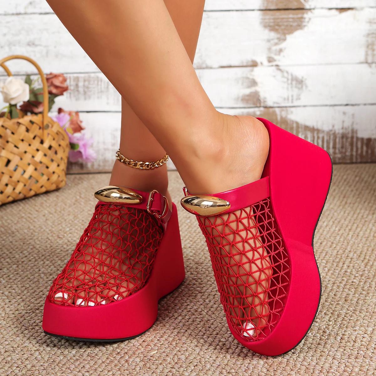 

Женские Удобные Сандалии Повседневные Римские Противоскользящие Ретро Обувь Женская На Толстой Подошве С Открытым Носком Сандалии Пляжные Летние Zapatos De Mujer 37 красный