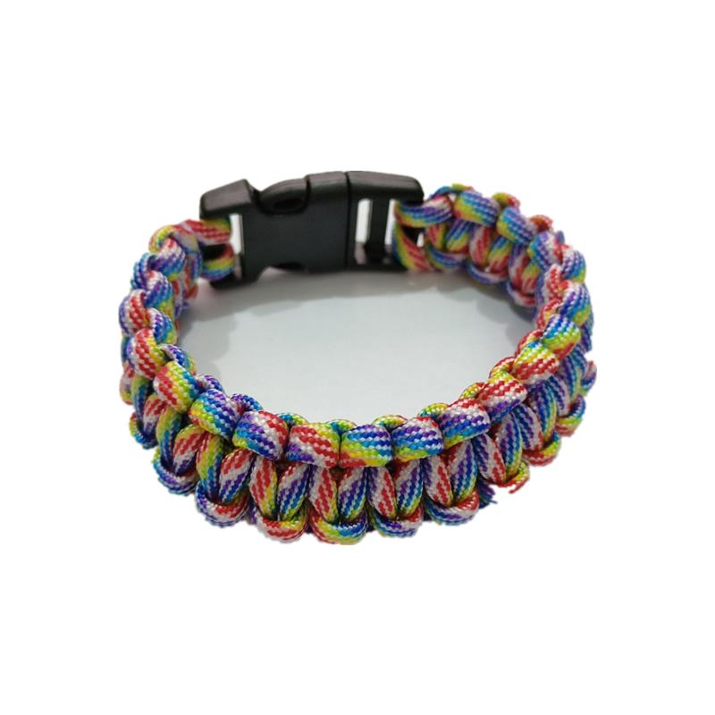 Adjustable Outdoor Camping Paracord Survival Braided Rope Bracelet Men Black Stainless Steel Adjustable Clasp Tool Accessories