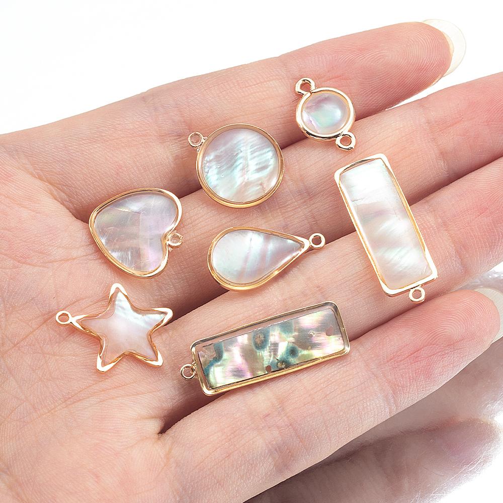 10pcs 5pcs Shell Pendant Heart Star Copper Charms Pendants for DIY Earrings Bracelet Necklace Jewelry Making DIY Components