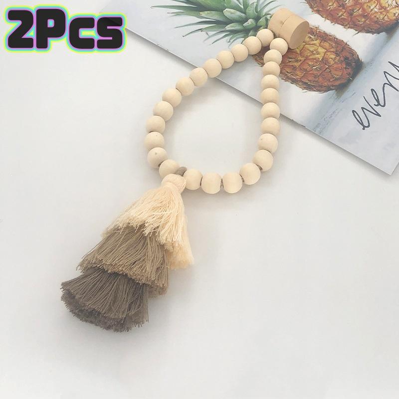 

2Pcs Bohemian Curtain Clasp Wooden Bead Magnet Curtain Tie Backs With Tassel For Bedroom And Living Room Home Decoration кофейный
