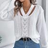 V Neck Women Winter Autumn Casual Long Sleeve Knit Sweater