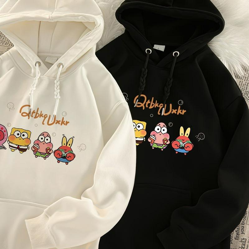 2025 Cartoon SpongeBob SquarePants Printed Men's and Women's Same Style Autumn/Winter Student High Quality Coat Top