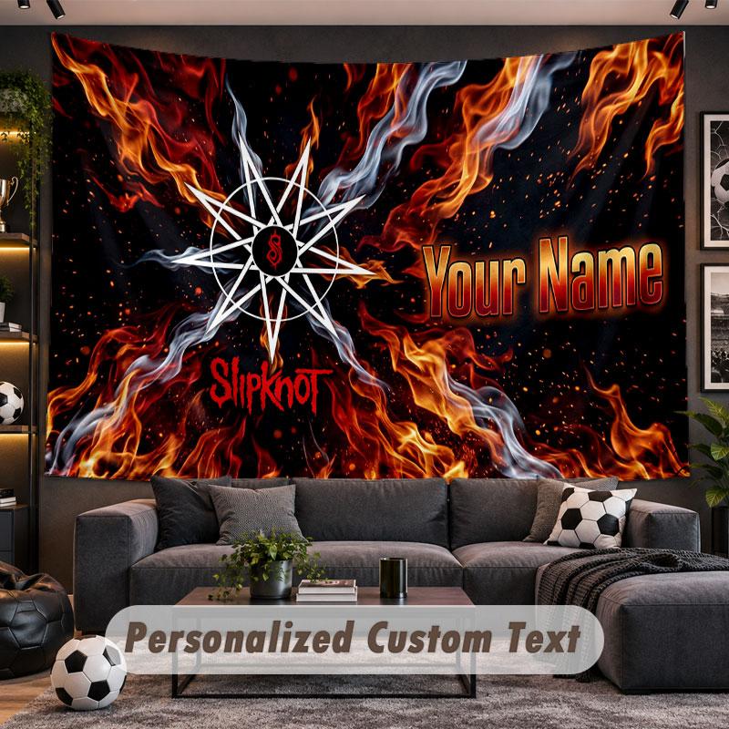 Wall Hanging Tapestry Custom NameSlipknot Pattern Personalized Printed Fabric Wall Decor