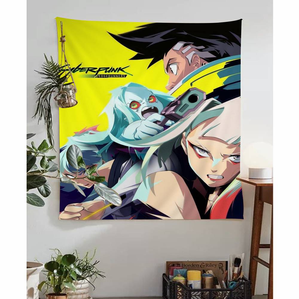 Anime CCyberpunk EEdgerunners Colorful Tapestry Wall Hanging Bohemian Wall Tapestries Mandala Wall Art Decor