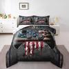 Erose Set Biancheria da Letto Stella del Texas Occidentale Sposa Trapunta Bandiera Americana Retrò Vintage Regali per Uomo Cowboy, Trapunta Patchwork Bianco Rosso e Blu Se