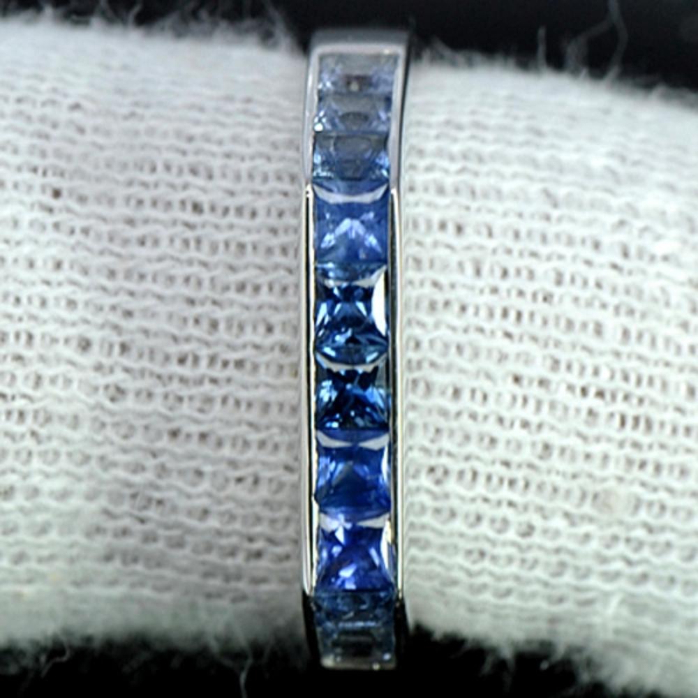 18k white gold ring, Heated Blue sapphire ring, size US6, Diameter 16.5 mm, women ring, engagement wedding ring