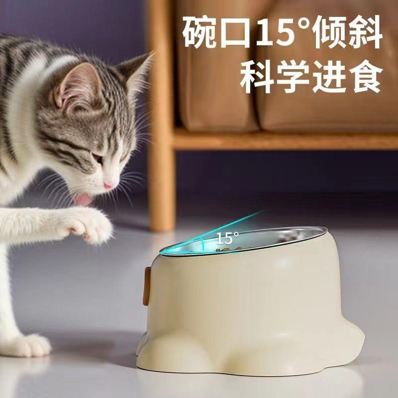 Stable Cat Bowl With Wide Opening Neck Support PP Material Anti-Spill Design Pastel Colors Indoor Cats