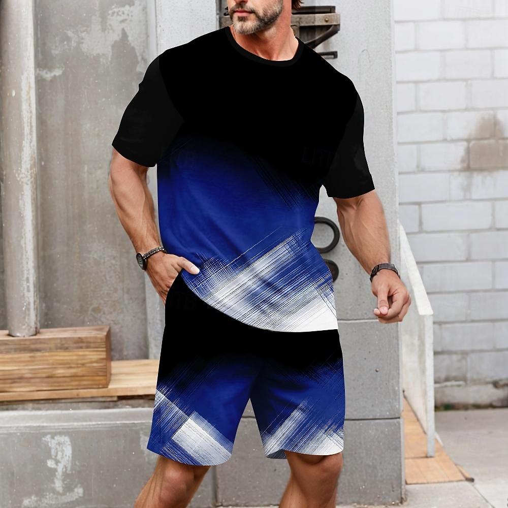 Men's Sets Summer Tops Short Sleeve Short Pants Crew Neck Sport Casual Outdoor Vacation Sport