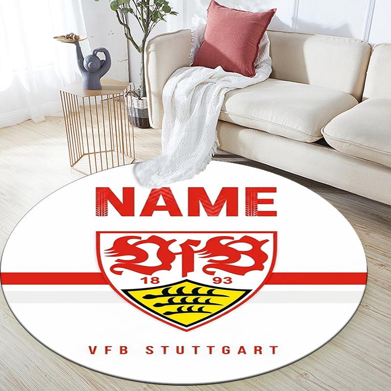 Custom Name,VfB Stuttgart pattern round rug,Carpet Rug for Living Room Bedroom Playroom ,Non-slip Floor Mat,Holiday Gifts and Birthday Gifts.