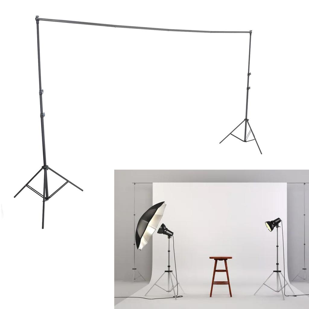 Backdrop Stand 9.84x9.84ft Photo Studio Adjustable Background Stand Support Kit with 4 Clips and 4 P