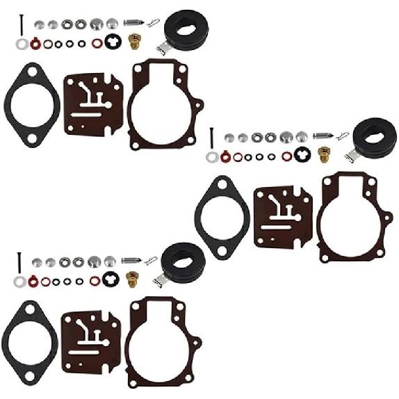 Fit for Johnson Evinrude 396701 65 70 75 HP 3 Set Carburetor Carb Rebuild Repair Kit and Float