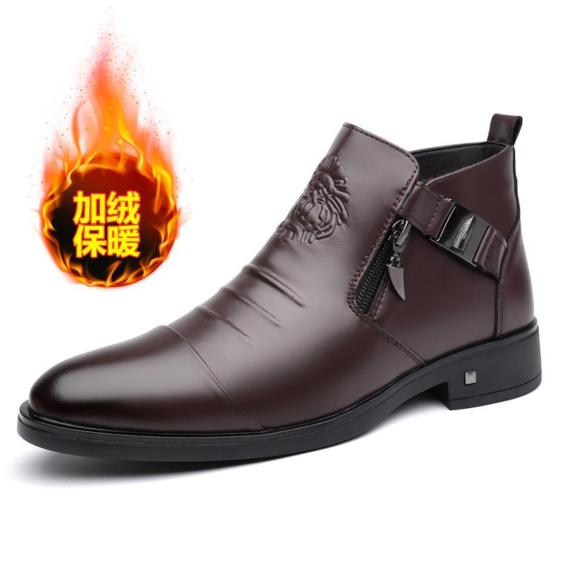 

Chelsea Boots Men s 2026 Winter New Velvet Men s Leather Shoes Casual Middle Boots Foreign Trade Large Size Men s Shoes 48