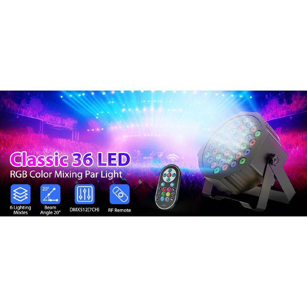 Datewink 2/4PCS Flat Par Lights 36LEDs RGB Stage Lighting Effect DMX512 Control For DJ Disco Church Wedding Party Club Christmas