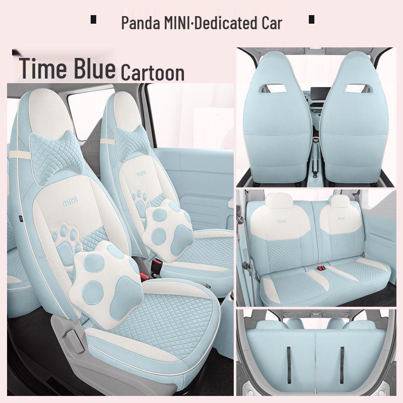 Panda Mini Linen Full Coverage Car Seat Cushion for All Seasons