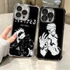 JUJUSU Anime Character Black White Soft Phone Case For iPhone 15 16 17 Air 14 Pro Max 16E Plus 13 12 Mini Plating Anti-Fall Fund