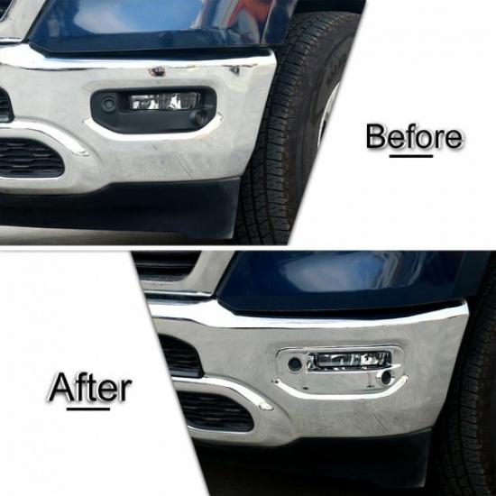 Chrome Front Fog Light Cover Lamp Frame Trim Accessories For Dodge RAM 1500 18+
