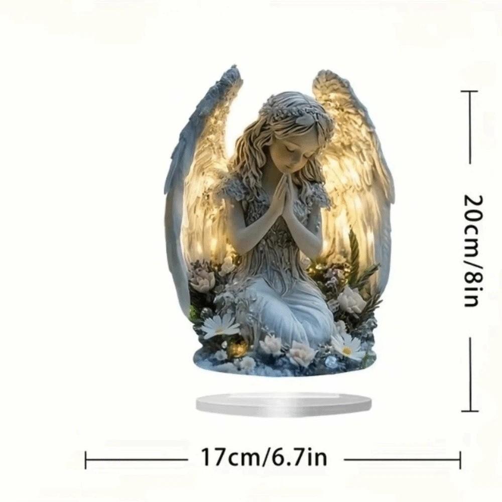Acrylic Angel Statue Radiant Design Desktop Decoration Prayer Angel Acrylic Ornament Cafe Decor