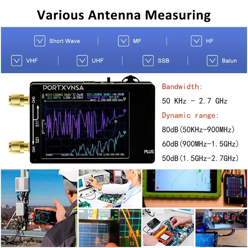 Multifunction High Resolution Handheld Vector Wide Ranging Tester 50KHz to 2700MHz Frequency Ranging with Digital Screen