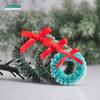 12pcs Christmas Wreath with Bow Xmas Tree Decor Mini Door Garland Hanging Ornaments DIY Dollhouse Pendant for Wedding Noel Party