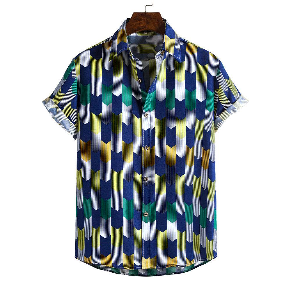 New 2025 Spring and Summer Men's Beach Shirt Hawaiian Short-sleeved Flower Shirt Men's E-commerce Supply