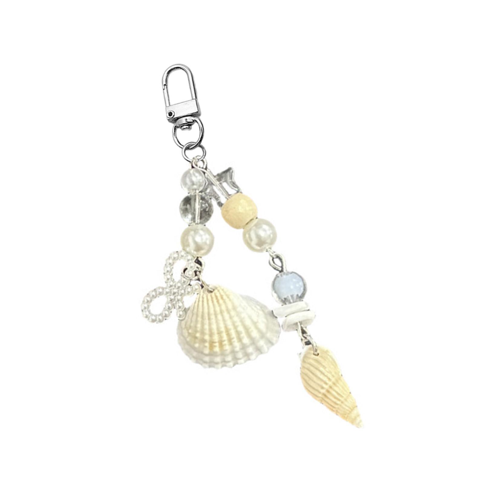 

Универсальный брелок-ракушка, брелок с ракушками-звездами, жемчужным шармом-подвеской, ремешком для телефона, брелок для украшения рюкзака и ключей от машины 4