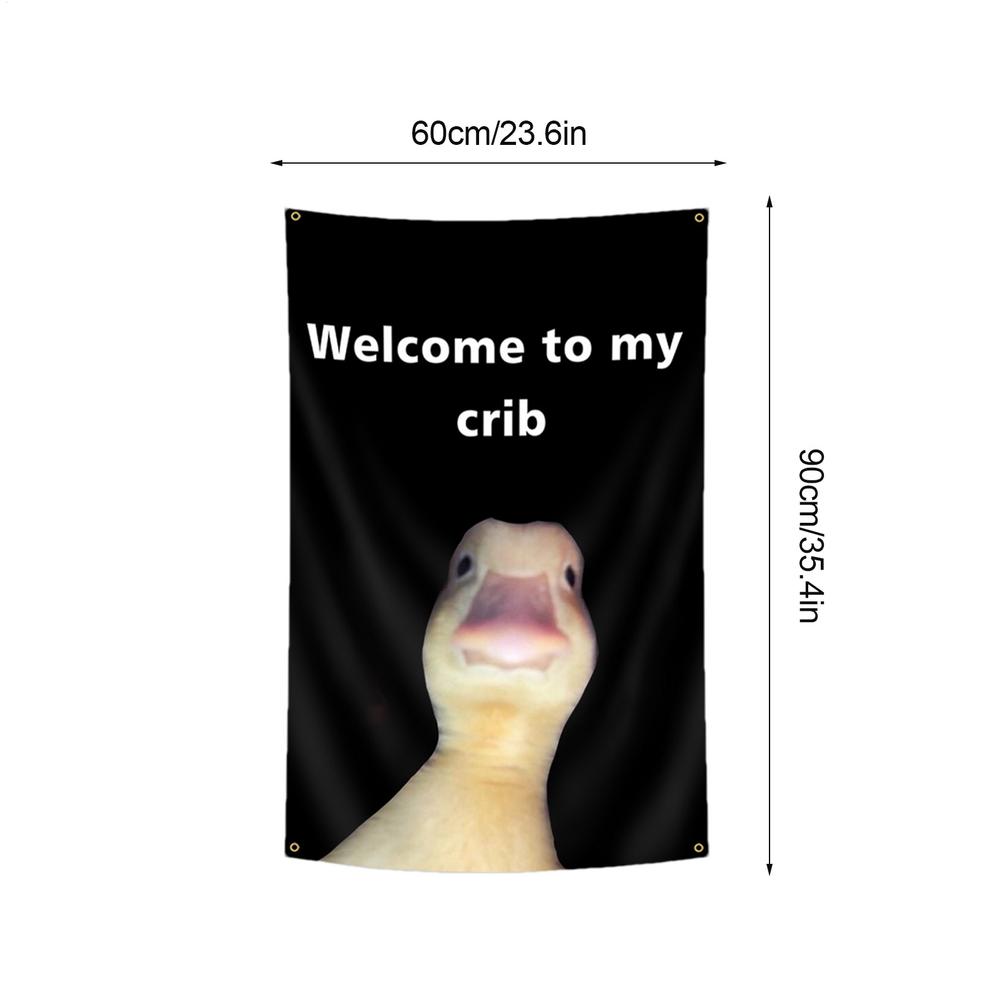 Welcome To My Crib Duck Flag Funny Hangable Duck Flag with Brass Grommets Bedroom Decorations Home Decor Funny Posters Indoor