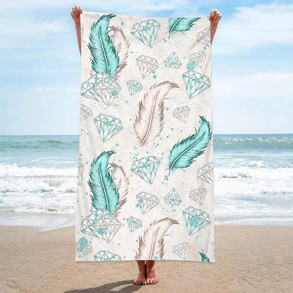 Asciugamano da Spiaggia Fiori Stile Ins, Stampa Digitale Sottile Asciugatura Rapida Anti-Sabbia Microfibra Leggero per Nuoto Yoga Viaggio Palestra Regalo