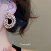 Exquisite Silver Rhinestone-Inlaid Geometric Wheat Earrings: High-End Korean-Style Luxury Studs for Women